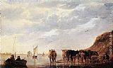 Herdsman with Five Cows by a River by Aelbert Cuyp